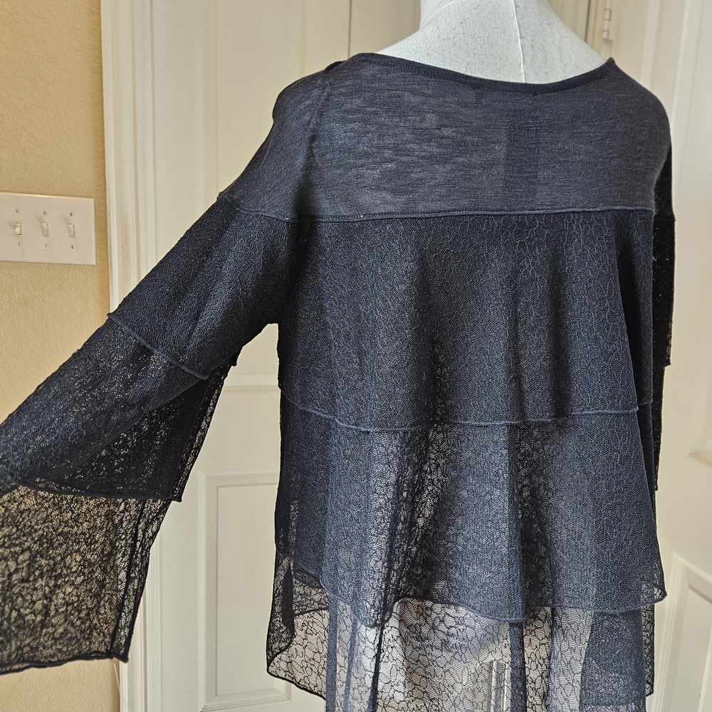 Nally & Millie Tiered Lace Overlay Top – Black Size OS NWT - Picture 9 of 13